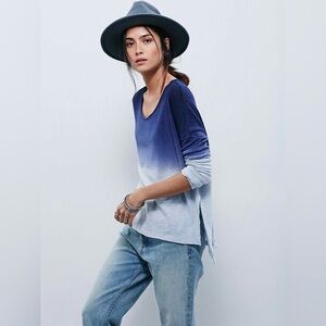Free people Blue Ombre Long Sleeve Top